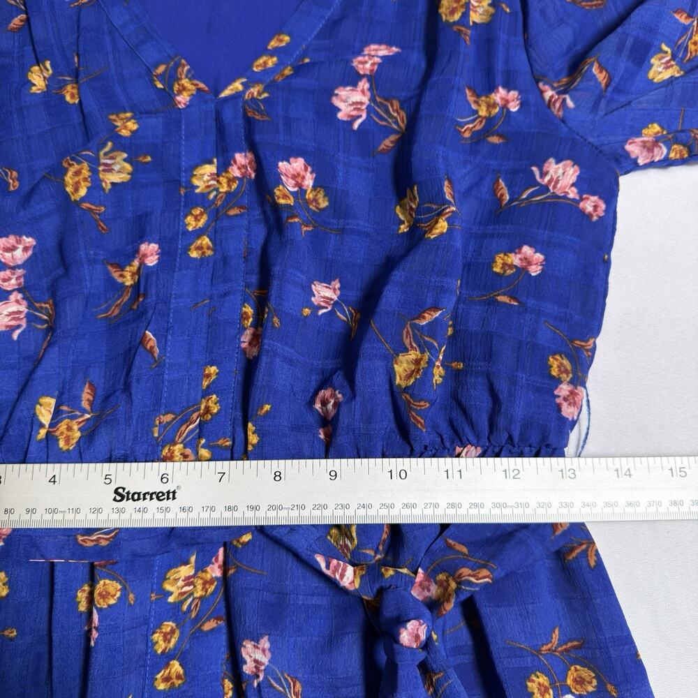 Draper James RSVP Tie Waist Midi Dress Womens XS Blue Floral Long Sleeves - Picture 8 of 11